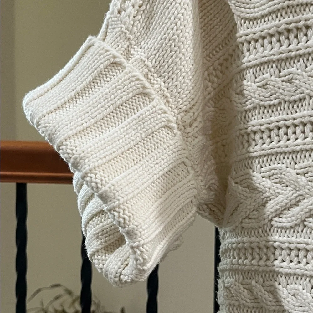 Michael Kors Cream Cable Knit Sweater COTTAGECORE CARDIGAN Top SIZE XS